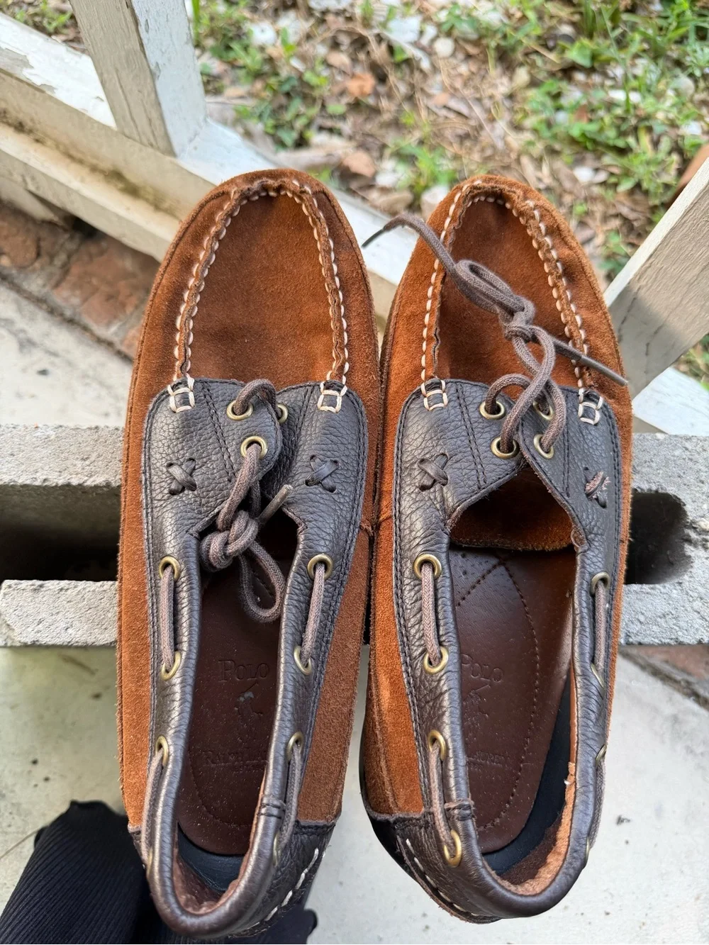 Polo by Ralph Lauren Brown Suede and Dark Brown Leather Boat Shoes